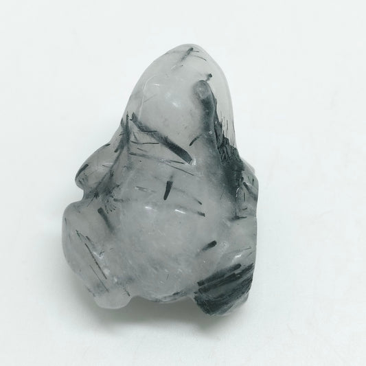 natural black tourmaline frog carving ornaments healing 25.6g