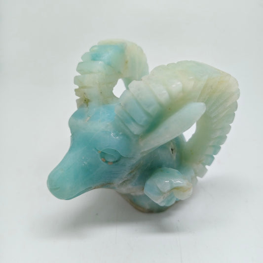 carribean calcite sheep head carving ornaments healing 347g