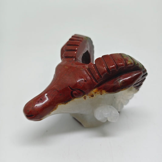 ocean jasper sheep head carving ornaments healing 239.2g