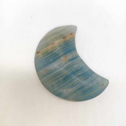 blue onyx moon carving ornaments healing 37.9g