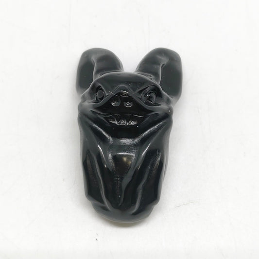 black obsidian bat carving ornaments healing 58g