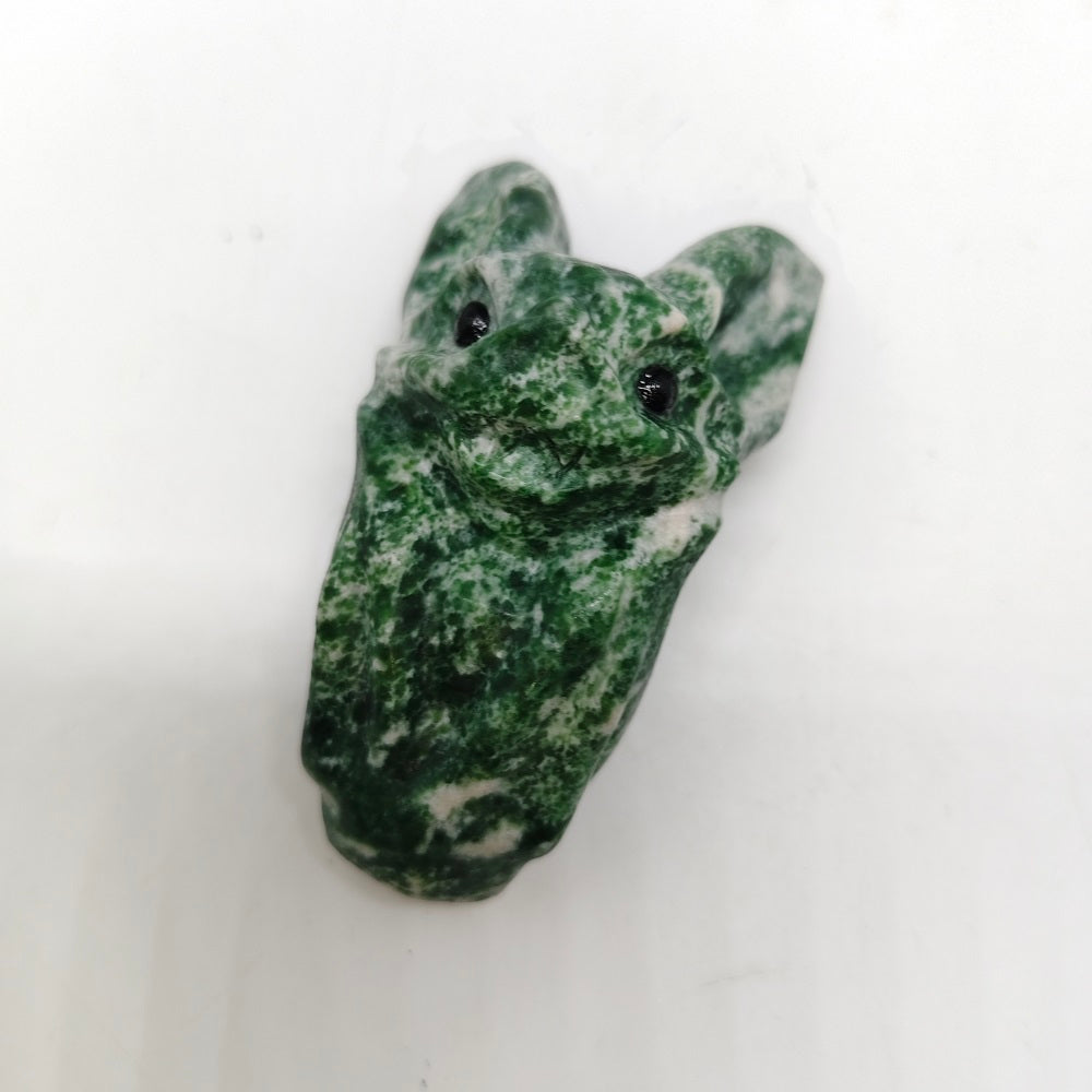Qinghai green jade bat carving ornaments healing 116.4g