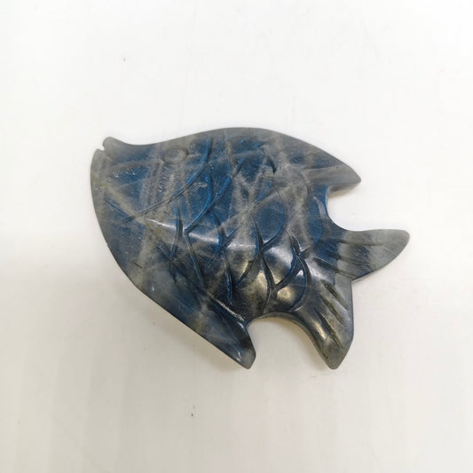 labradorite fish carving ornaments healing 79.8g
