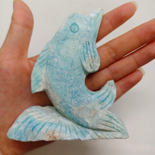 hemimorphite dolphin carving ornaments healing 143.8g