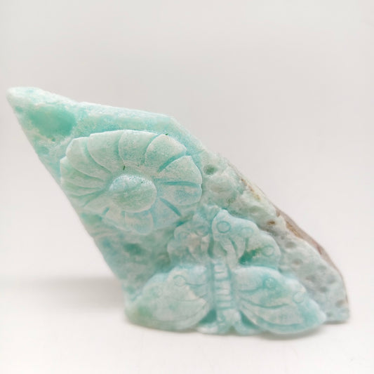 hemimorphite butterfly fiower carving ornaments healing 159.9g