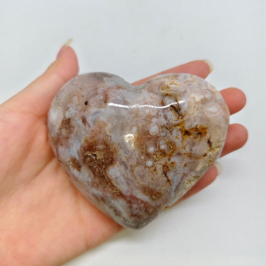 cherry blossom agate heart carving ornaments healing 235.7g