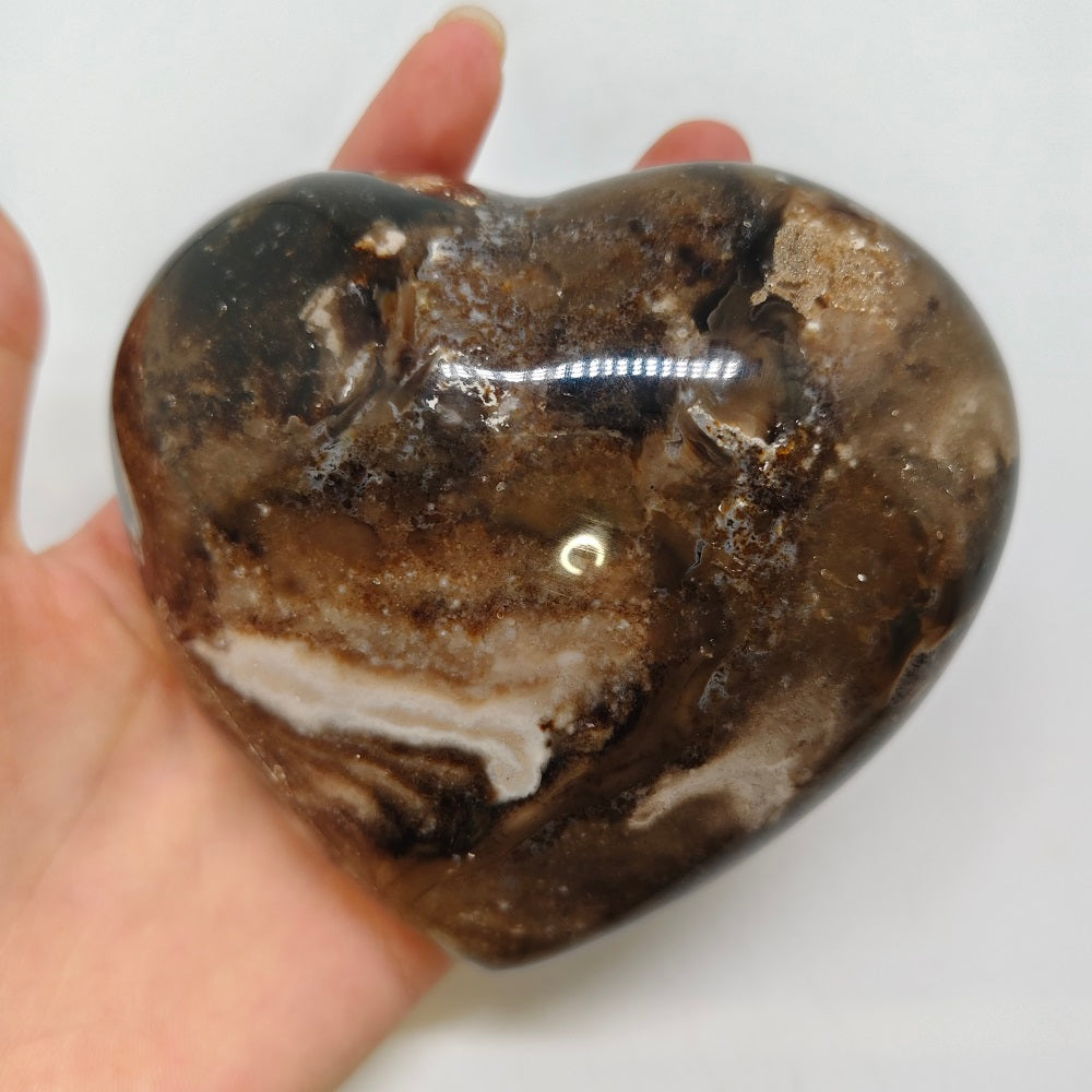 chocolate opal heart carving ornaments healing 337.6g