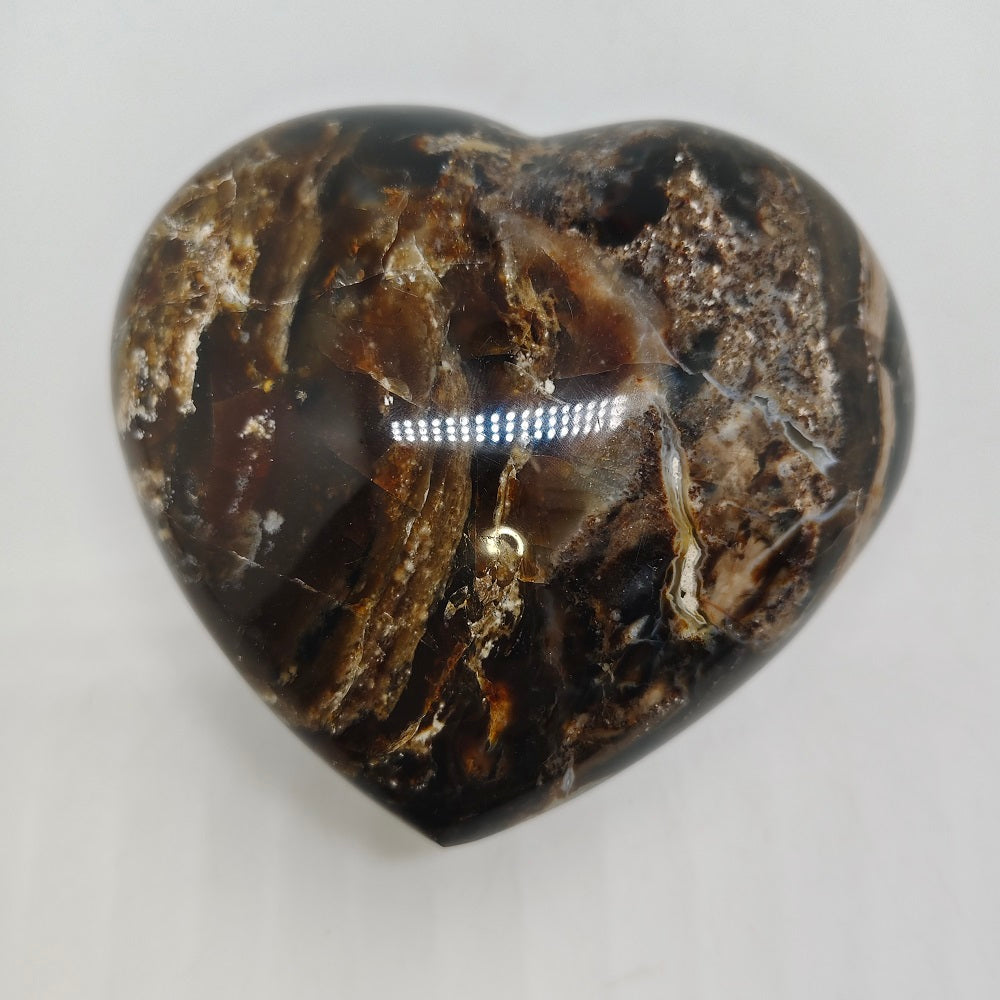 chocolate opal heart carving ornaments healing 560.9g