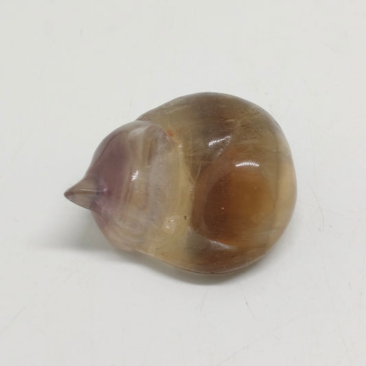 fluorite cat carving ornaments healing 44.3g