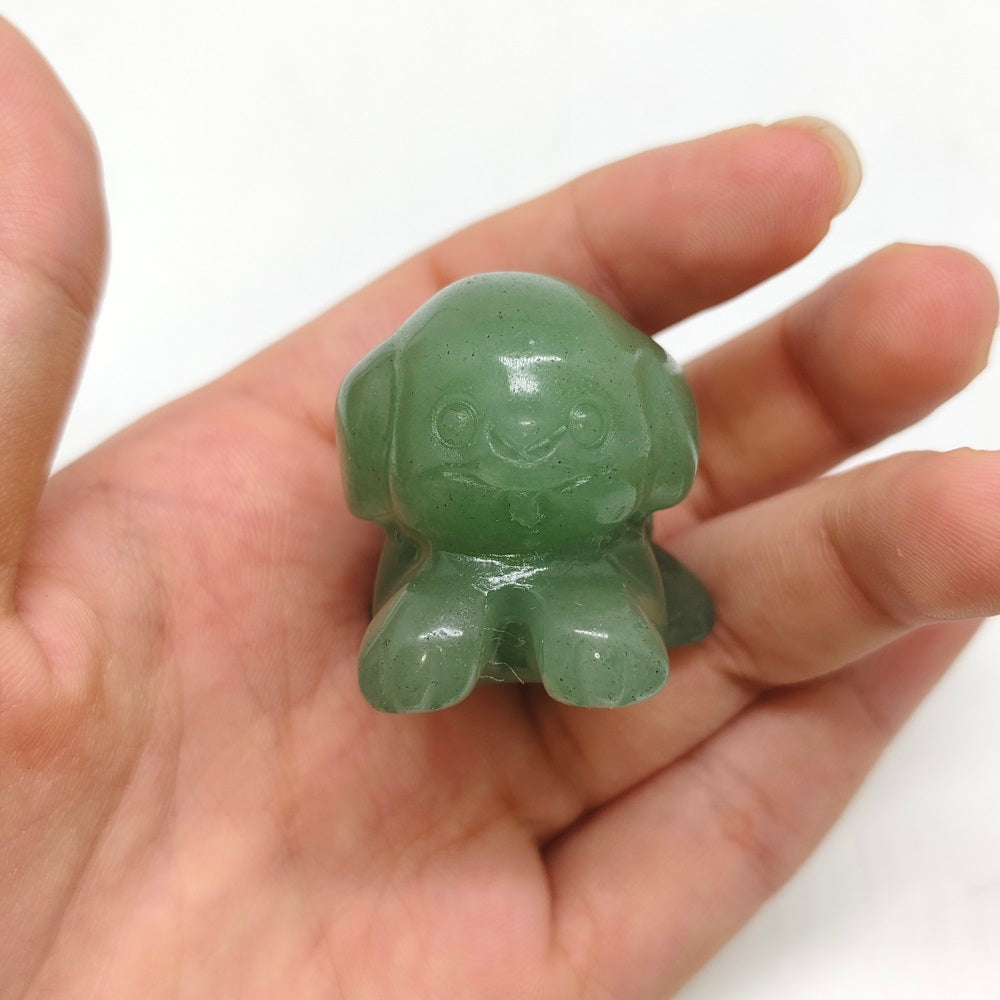 green aventurine dog carving ornaments healing 35.6g