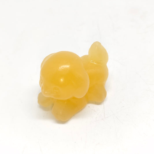 yellow calcite dog carving ornaments healing 35.6g