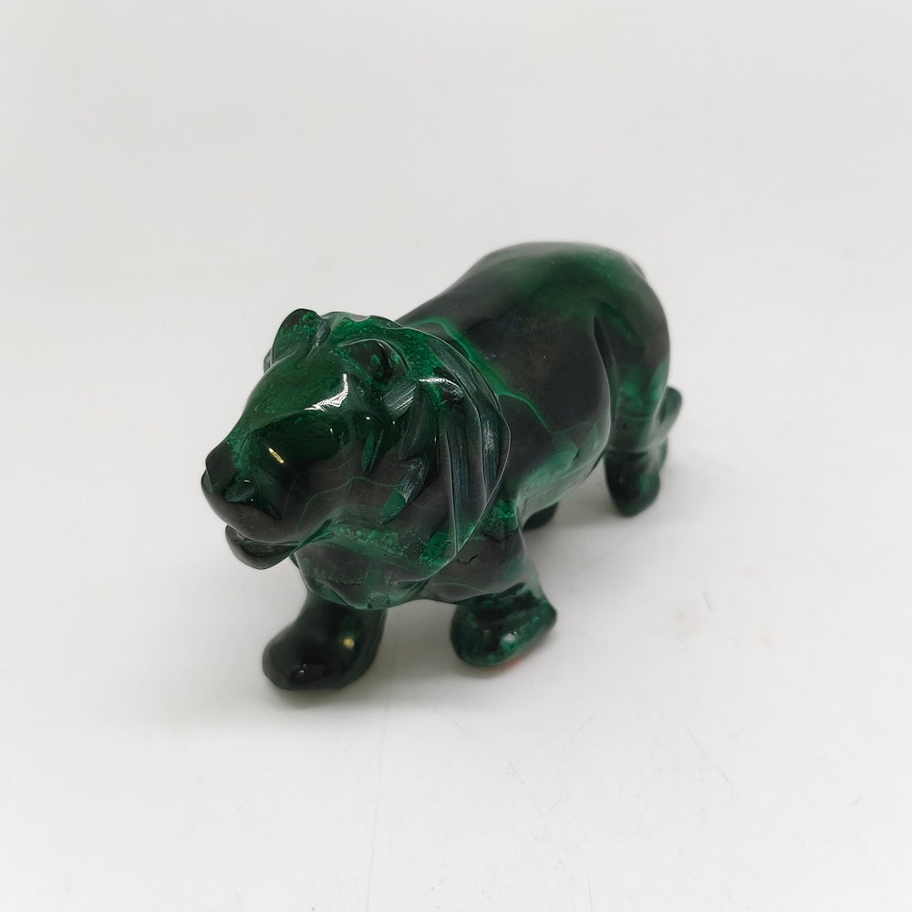 malachite lion carving ornaments healing 350g