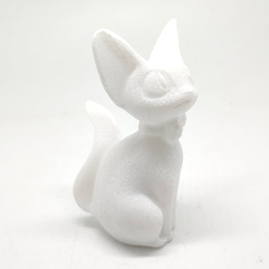 white marble cat carving ornaments healing 175g
