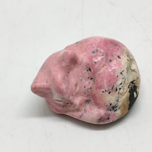 rhodonite cat carving ornaments healing 32.7g