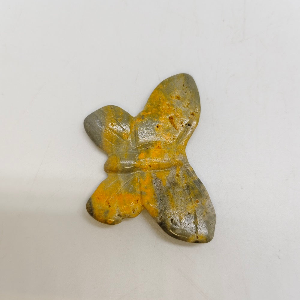 bumble bee jasper butterfly carving ornaments healing 16.3g