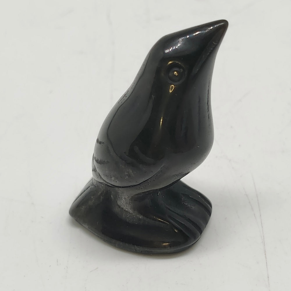 silver obsidian bird carving ornaments healing 24.4g