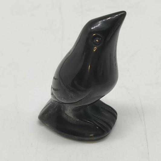 silver obsidian bird carving ornaments healing 24.4g