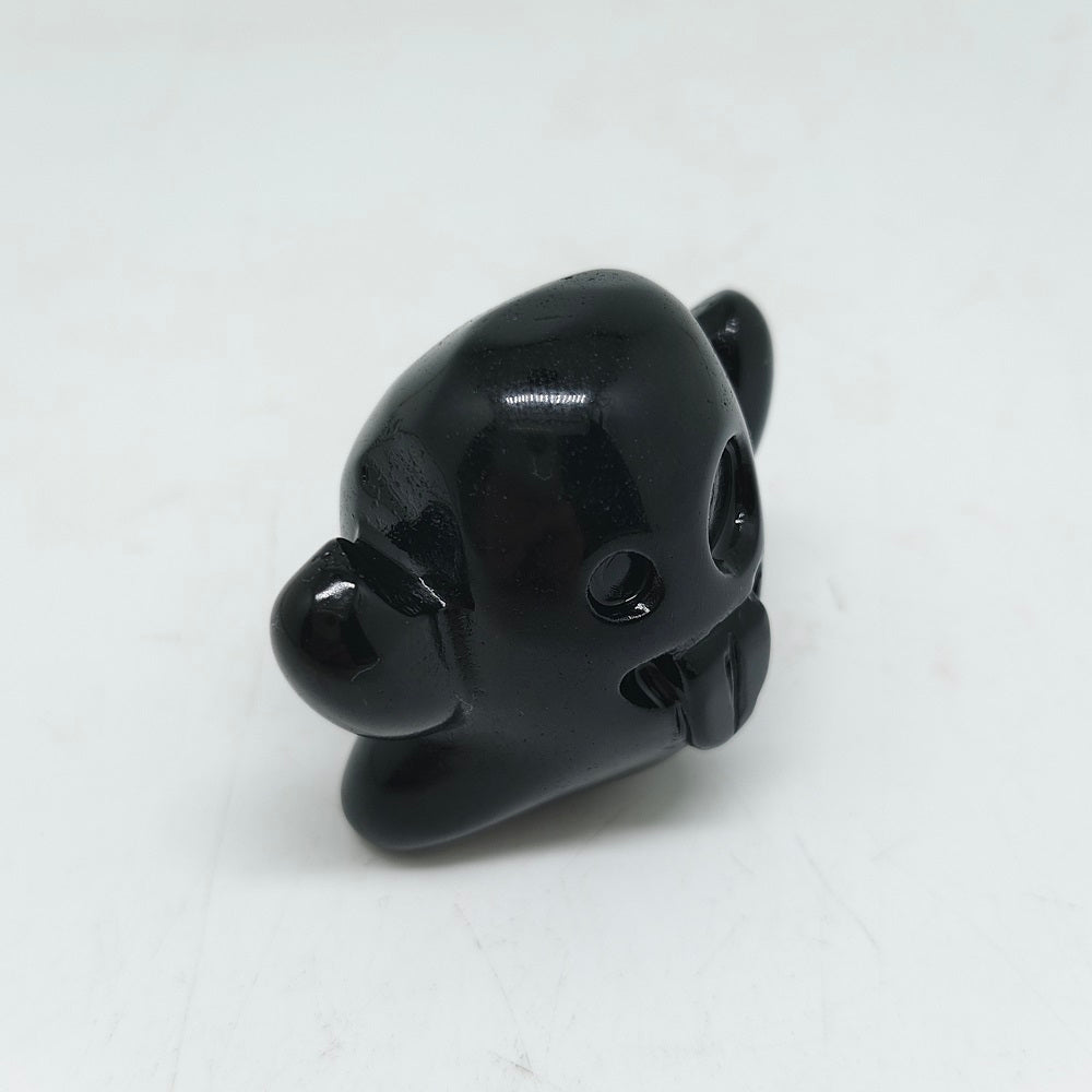 black obsidian ghost carving ornaments healing 64g