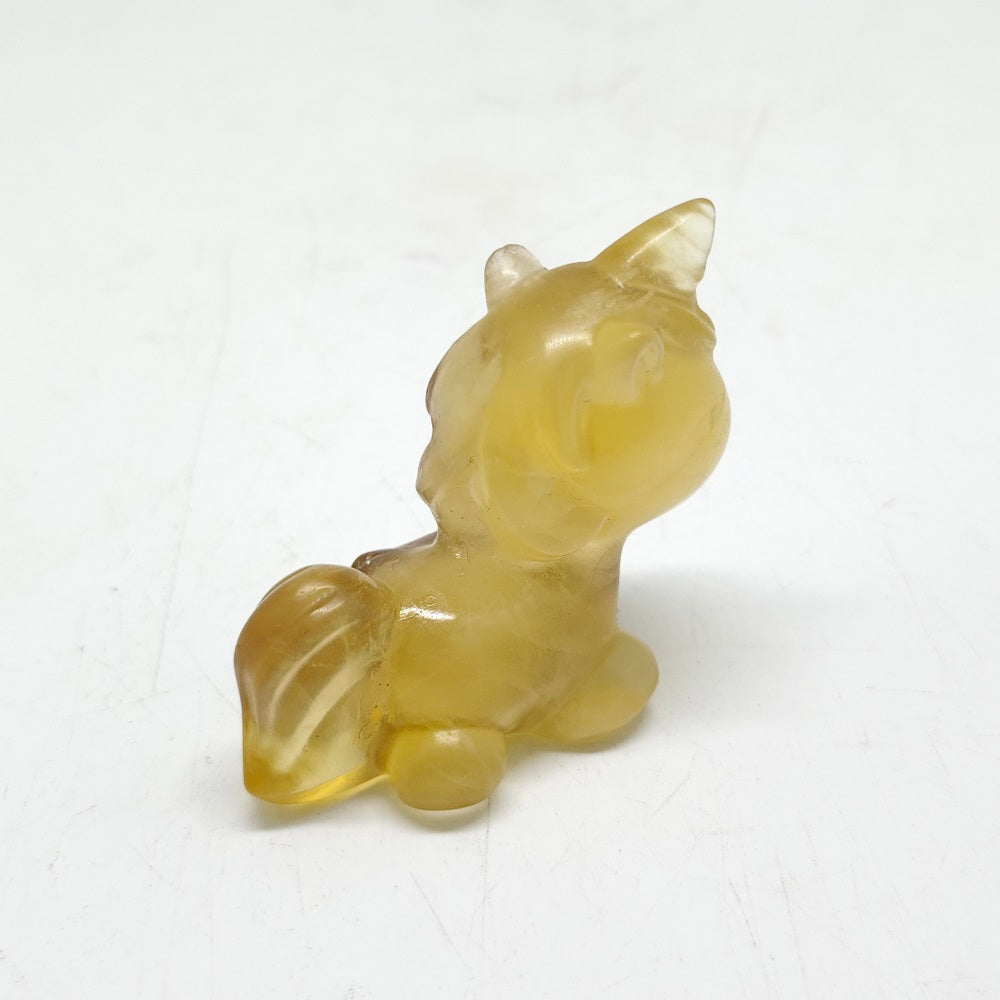 yellow fluorite unicorn carving ornaments healing 43g