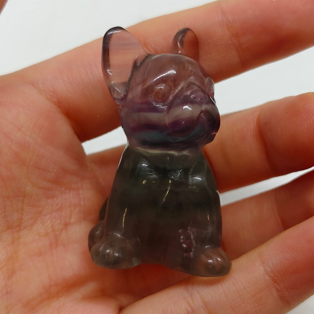 fluorite dog carving ornaments healing 30.7g
