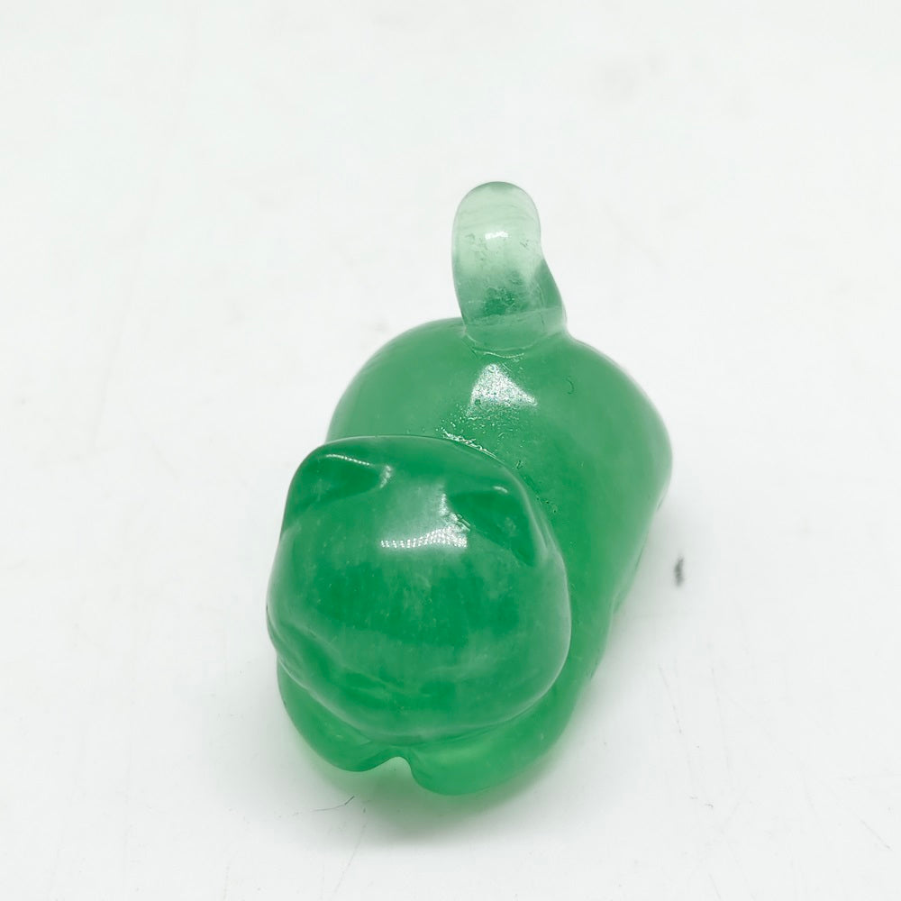 green fluorite cat carving ornaments healing 48.8g