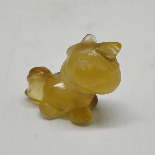 yellow fluorite unicorn carving ornaments healing 43g