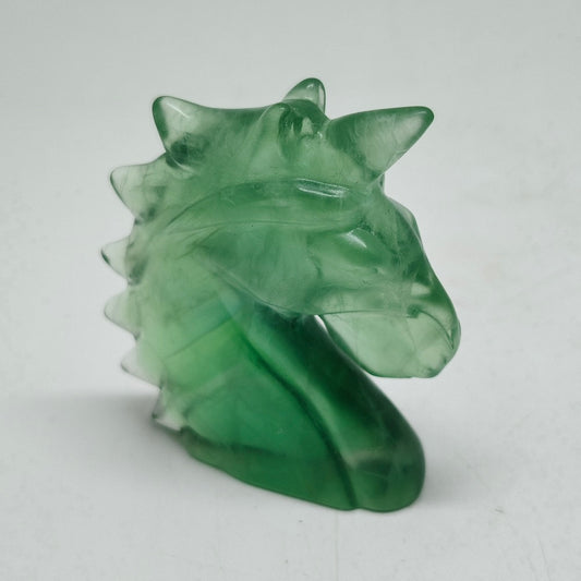 green fluorite unicorn head carving ornaments healing 98.4g