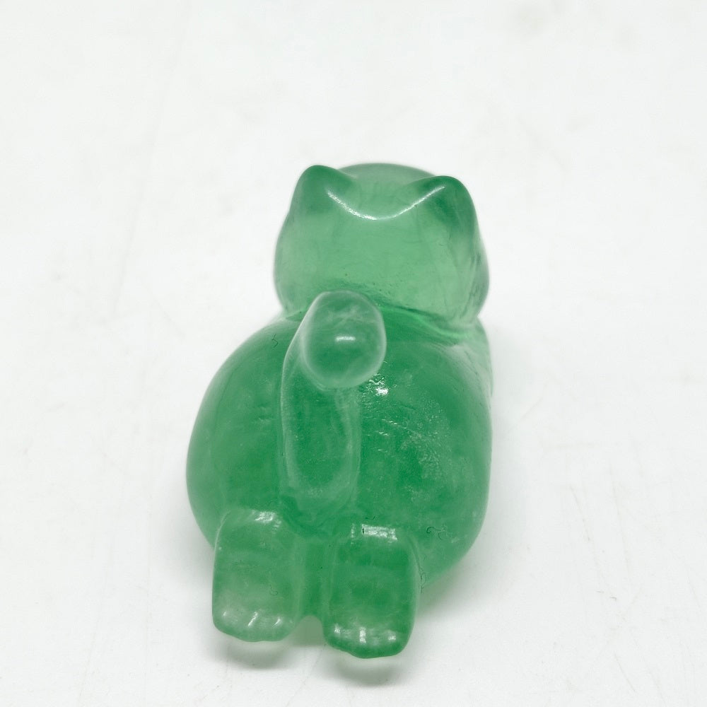 green fluorite cat carving ornaments healing 48.8g