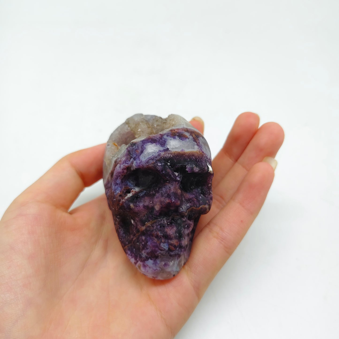 purple sphalerite skull carving ornaments healing 165.6g