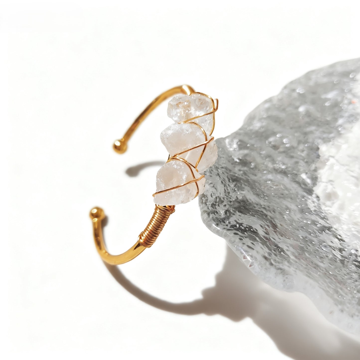 Natural Crystal Beads Bangle Elegant Design Perfect for Women Meditation Romantic Gift