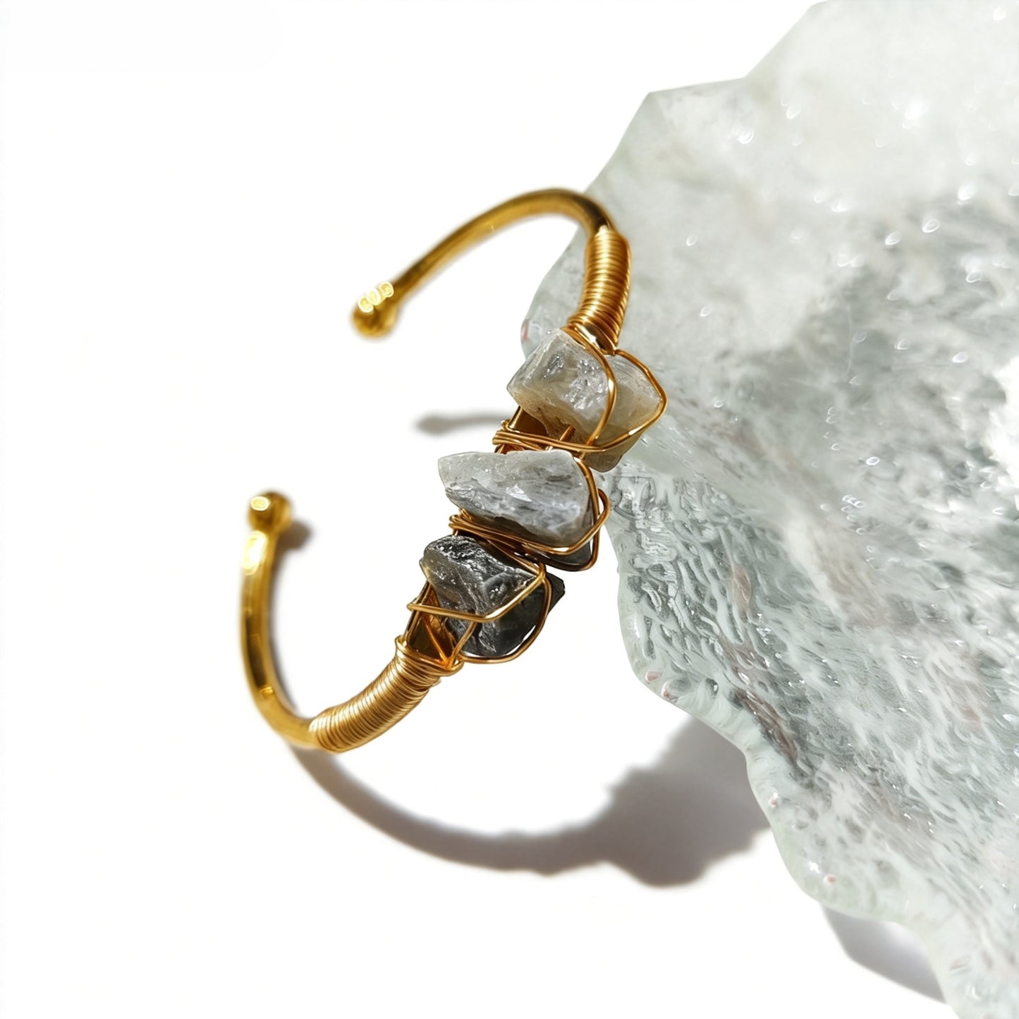 Natural Crystal Beads Bangle Elegant Design Perfect for Women Meditation Romantic Gift