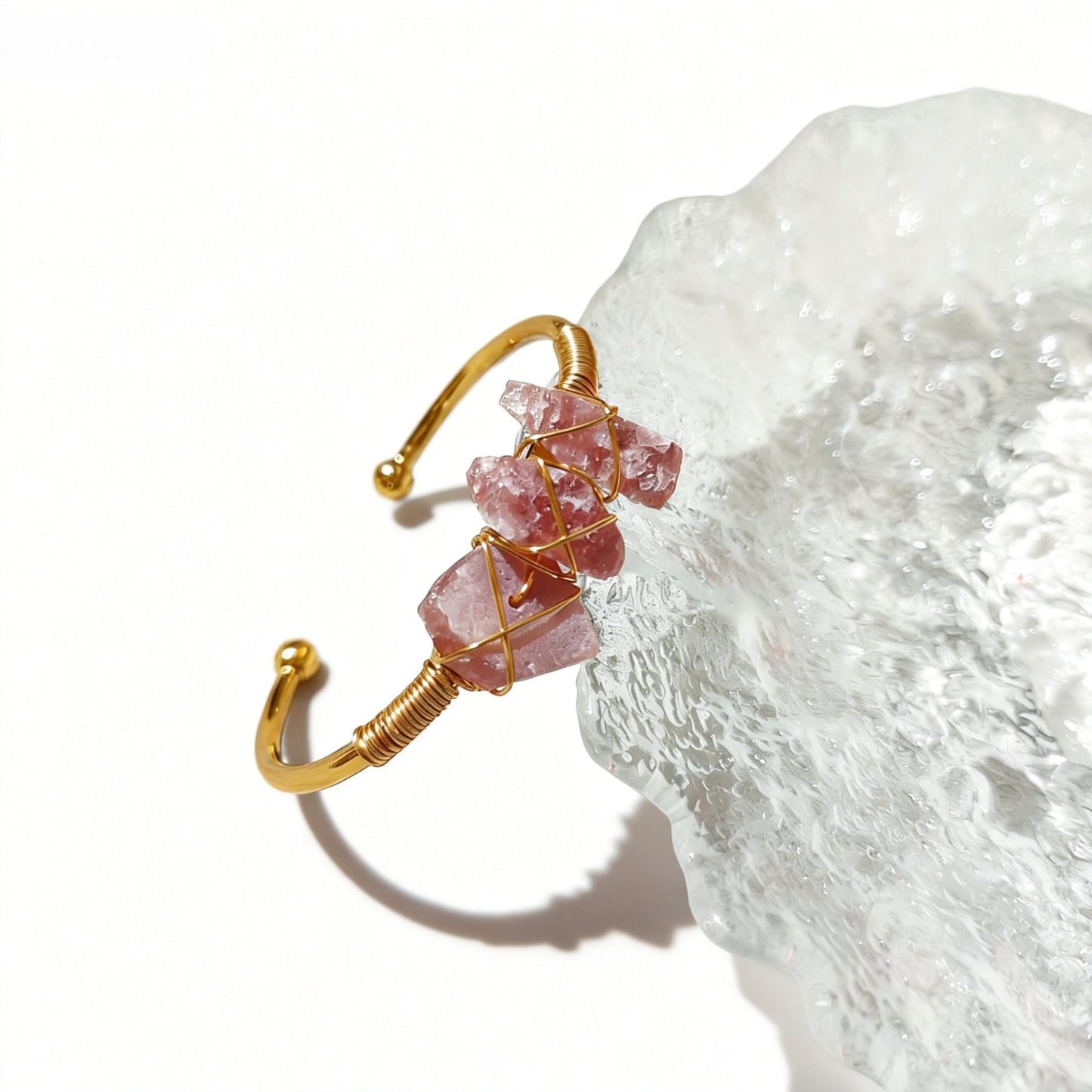 Natural Crystal Beads Bangle Elegant Design Perfect for Women Meditation Romantic Gift