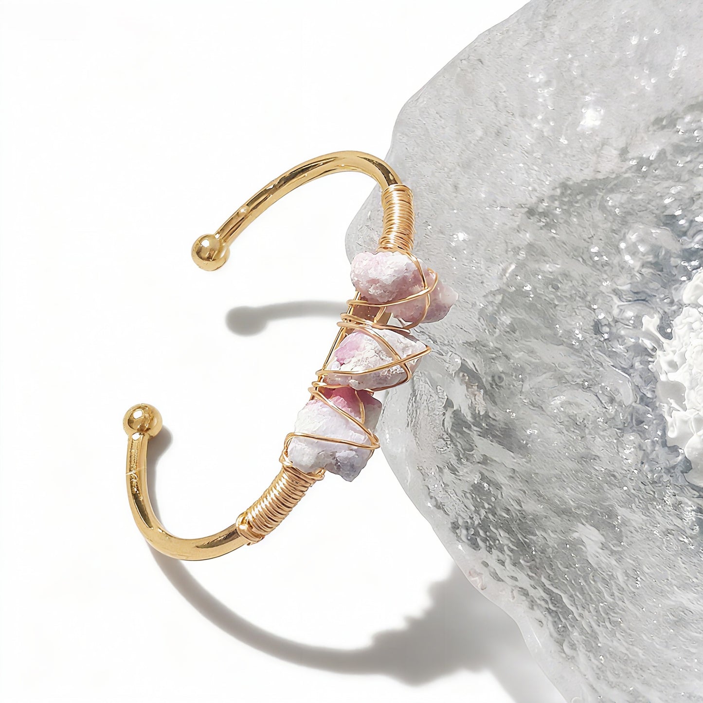 Natural Crystal Beads Bangle Elegant Design Perfect for Women Meditation Romantic Gift