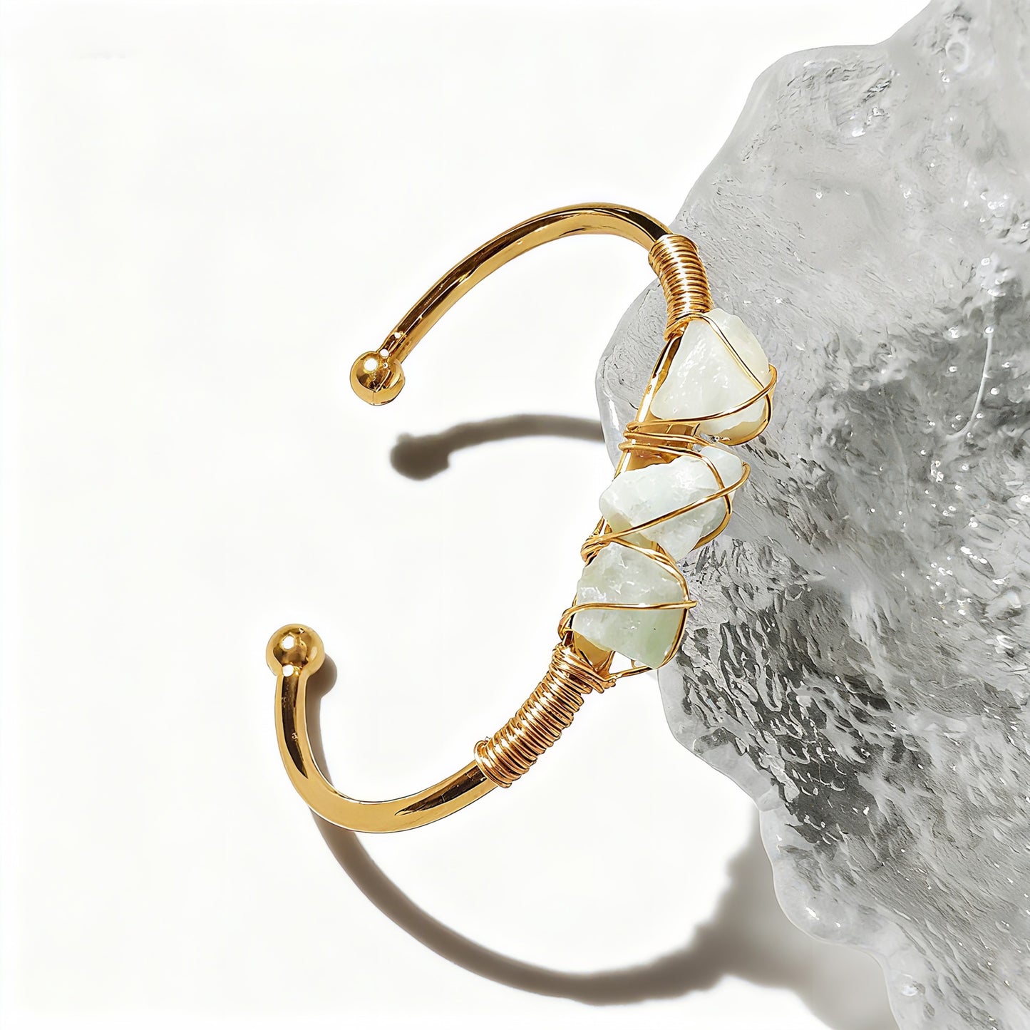 Natural Crystal Beads Bangle Elegant Design Perfect for Women Meditation Romantic Gift