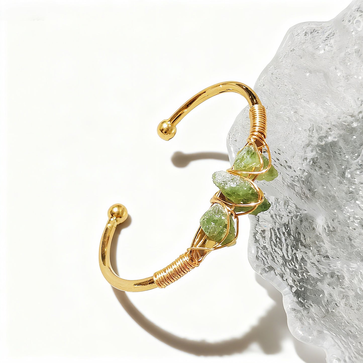 Natural Crystal Beads Bangle Elegant Design Perfect for Women Meditation Romantic Gift