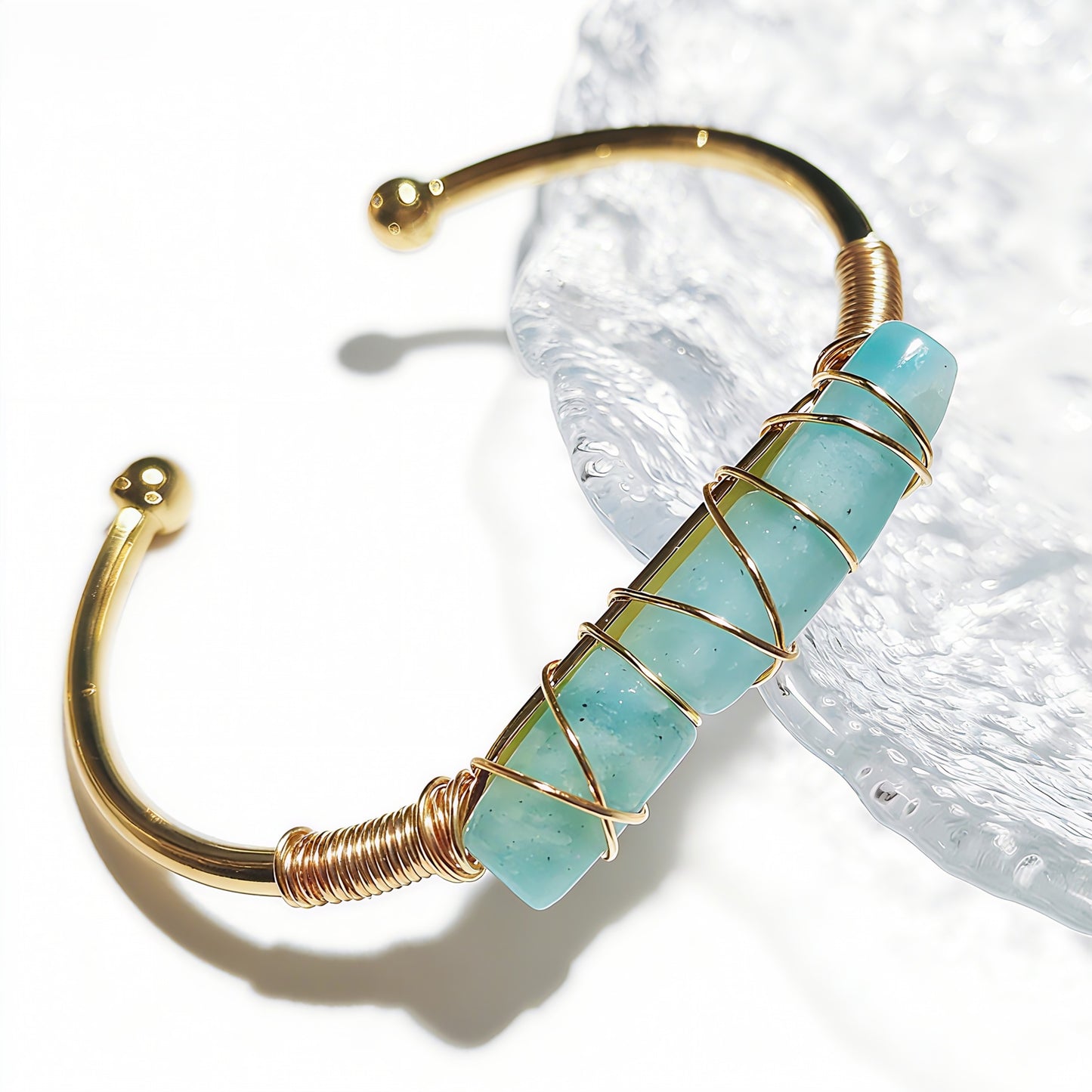 Wire Wrapped Crystal Cuff Bangle For Women Natural Quartz Crystal Gold Bracelet Romatic Lover Handmade Jewelry Gifts