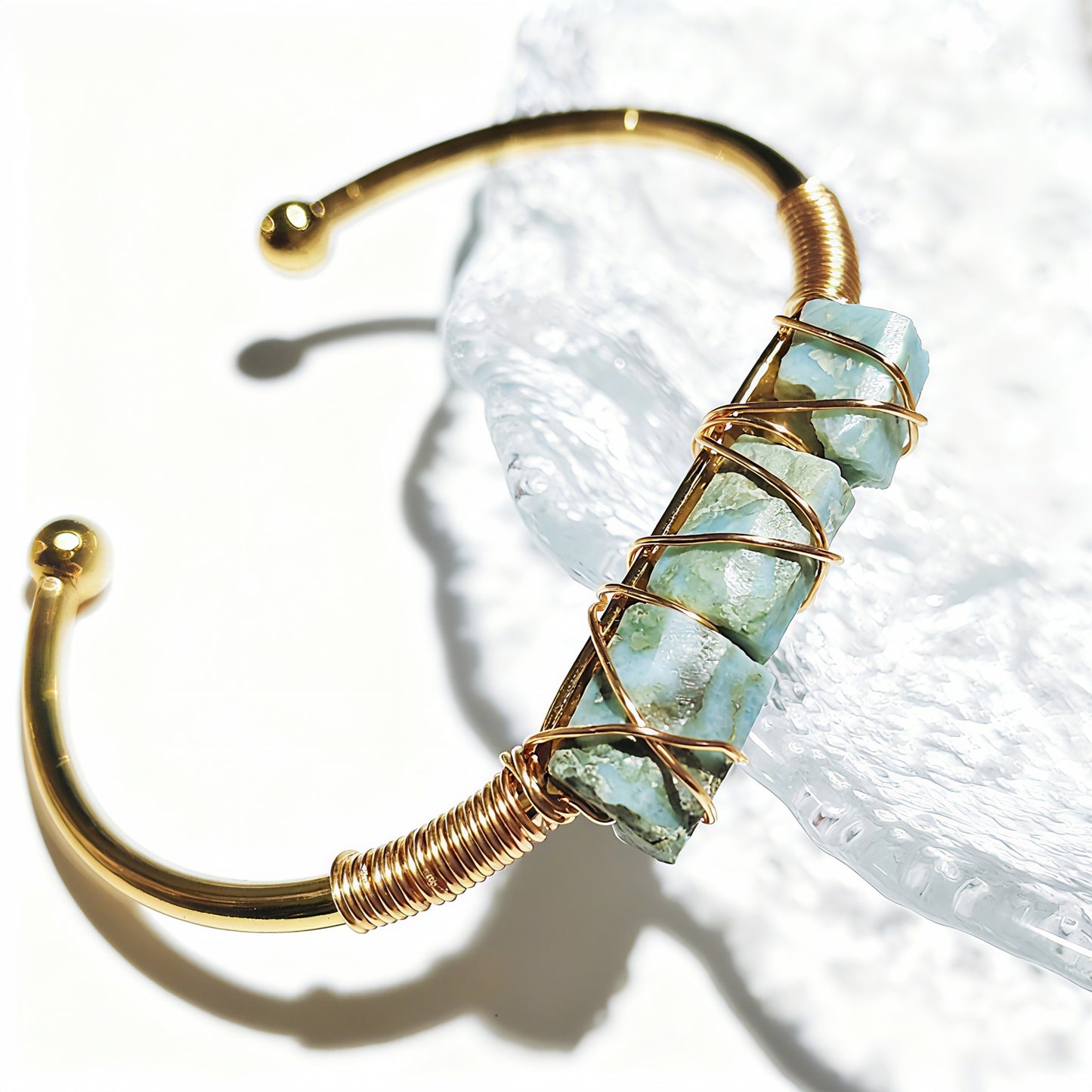 Wire Wrapped Crystal Cuff Bangle For Women Natural Quartz Crystal Gold Bracelet Romatic Lover Handmade Jewelry Gifts