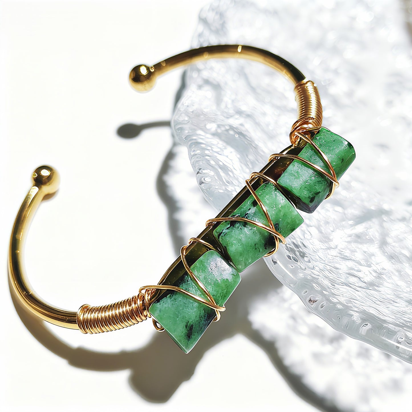 Wire Wrapped Crystal Cuff Bangle For Women Natural Quartz Crystal Gold Bracelet Romatic Lover Handmade Jewelry Gifts