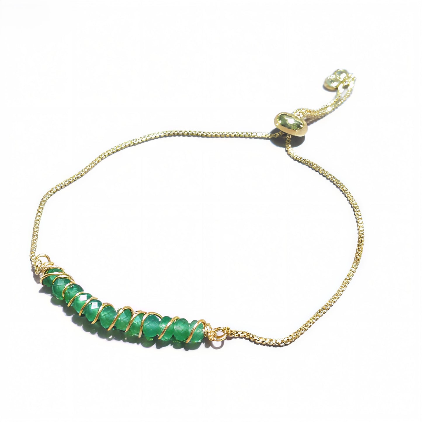 Golden Wired Facted Crystal Beads Bracelet Gifts