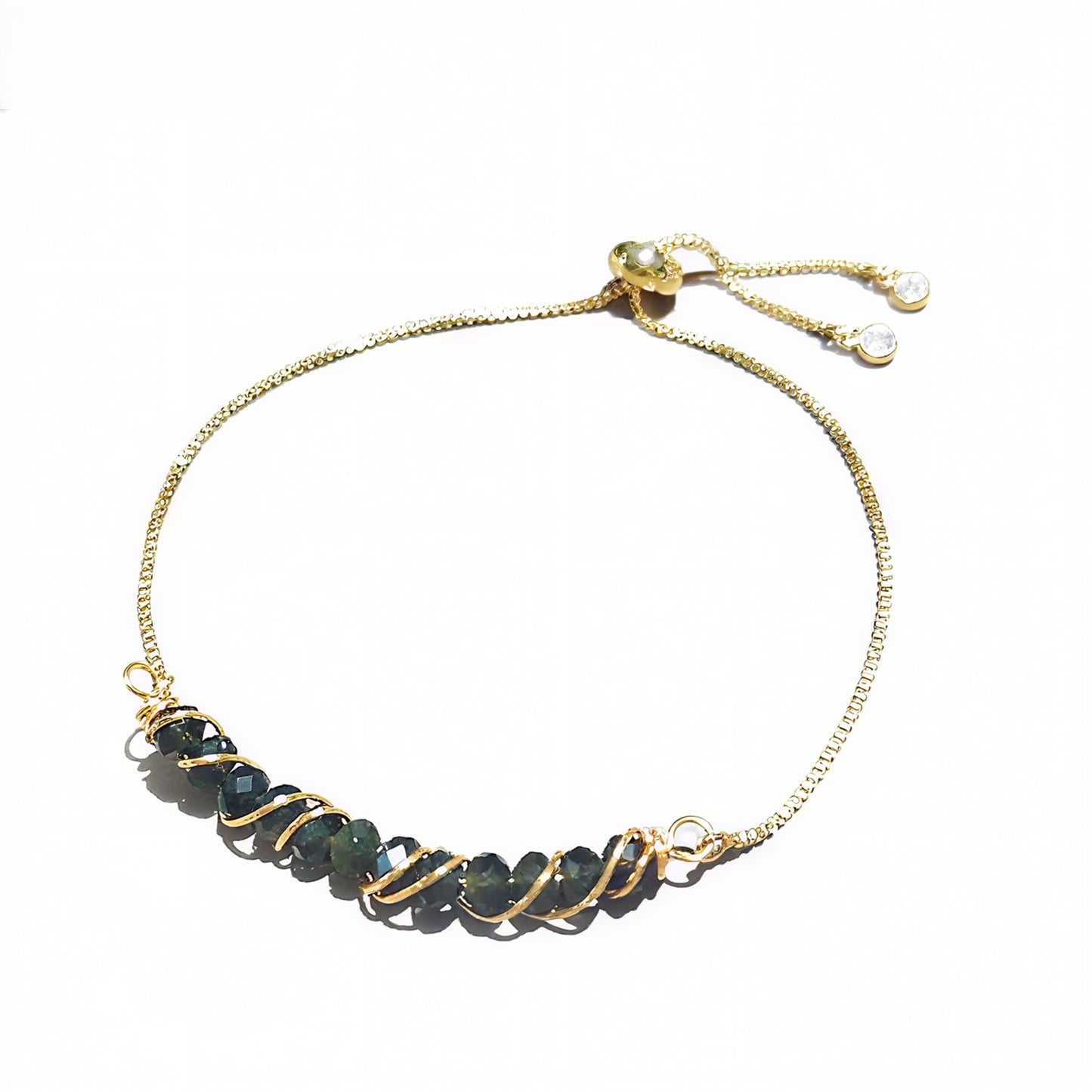 Golden Wired Facted Crystal Beads Bracelet Gifts