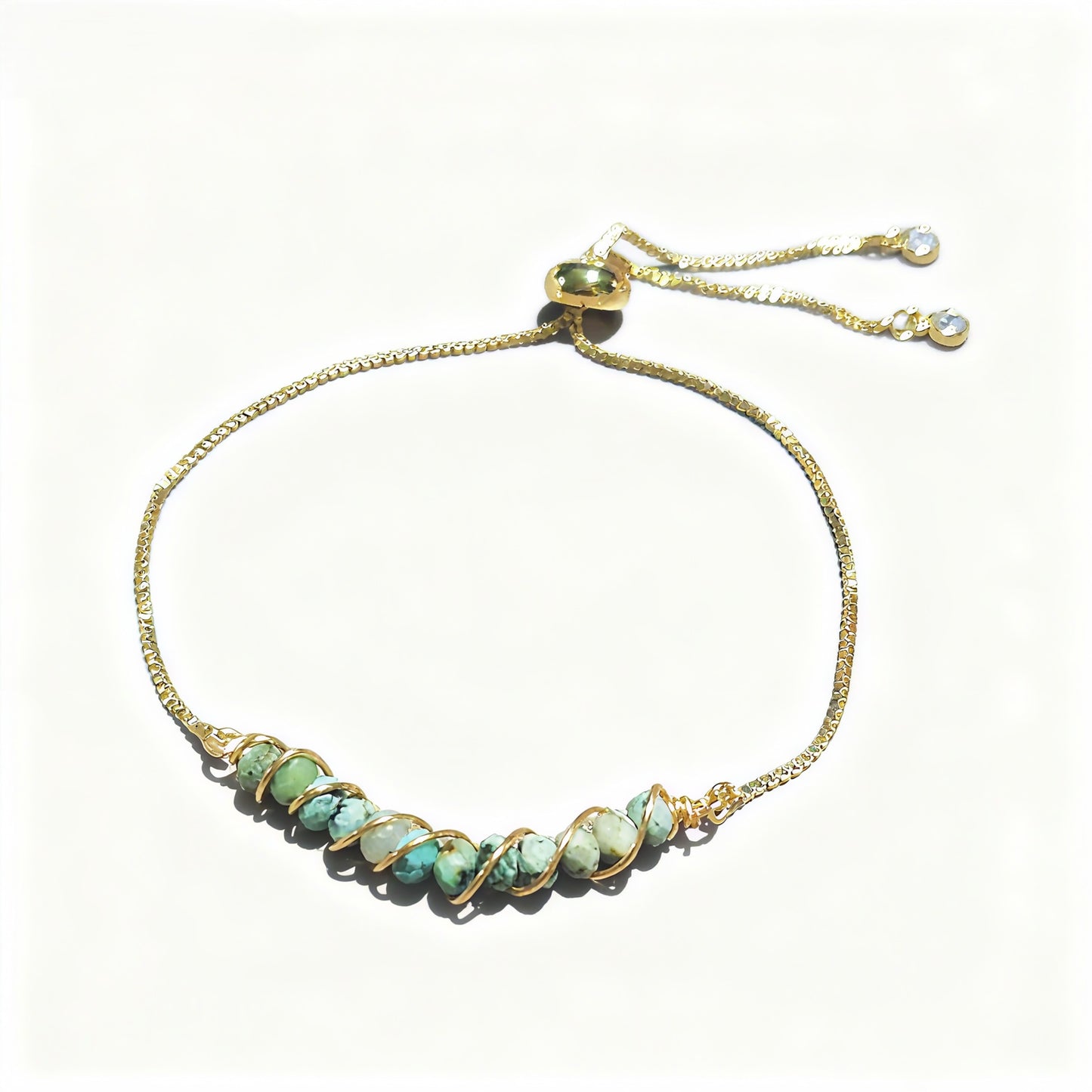 Golden Wired Facted Crystal Beads Bracelet Gifts