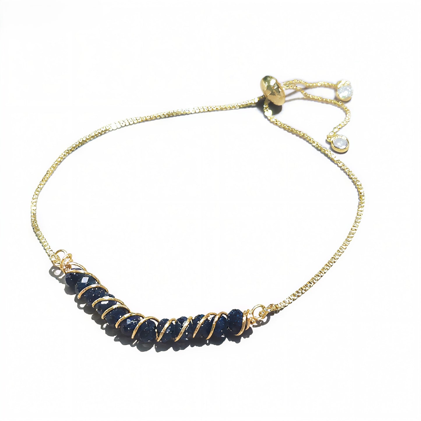 Golden Wired Facted Crystal Beads Bracelet Gifts