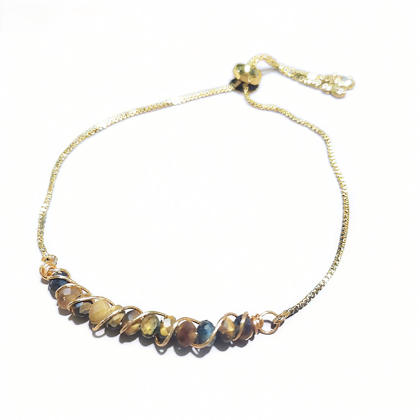 Golden Wired Facted Crystal Beads Bracelet Gifts