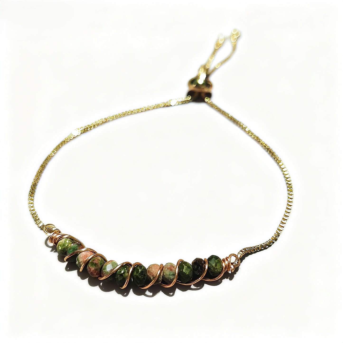 Golden Wired Facted Crystal Beads Bracelet Gifts